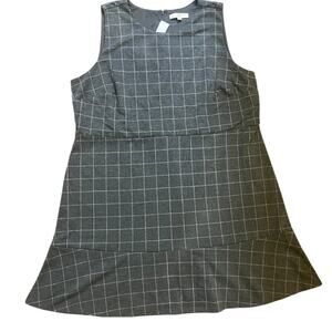 Loft Plus Gray Plaid Sleeveless Soft Stretch Office Corpcore Dress NWT 24 Preppy